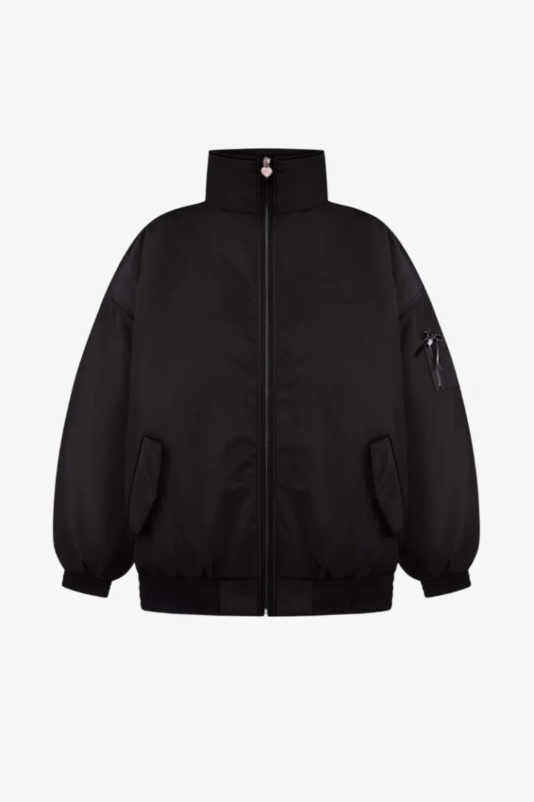 Куртка-бомбер з коміром-стійкою - Чорний, L