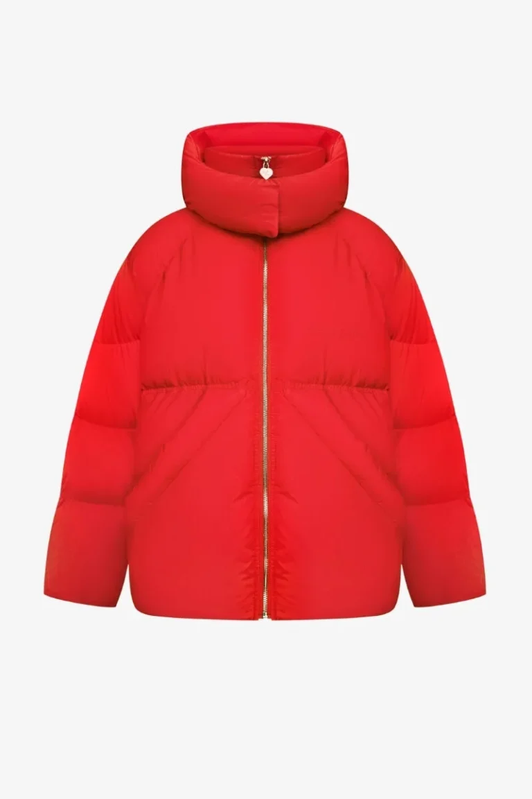 Подовжений пуховик "Zip-hoodie" - Червоний, XL